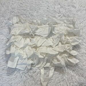 HERS & MINE White Ruffled Top LACES IN BACK SIZE L WOMENS NWT CROP